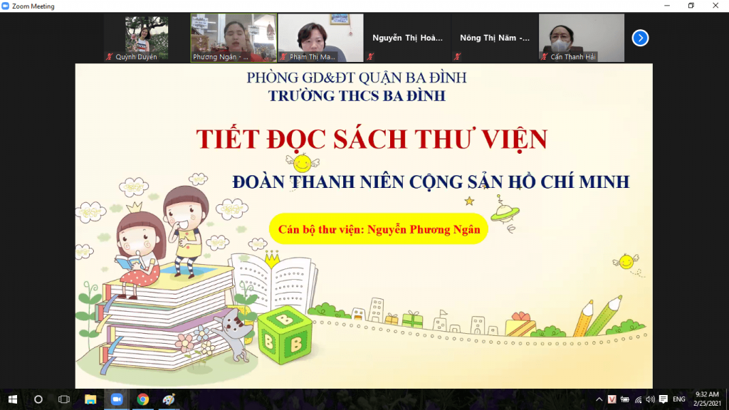 Tiết dạy trực tuyến chuyên đề thư viện của cô Nguyễn Phương Ngân đã giới thiệu nội dung một tiết đọc sách thư viện