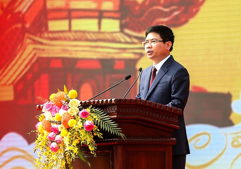 Ông Trương Quốc Huy, Chủ tịch UBND tỉnh Hà Nam phát biểu tại lễ khai hội