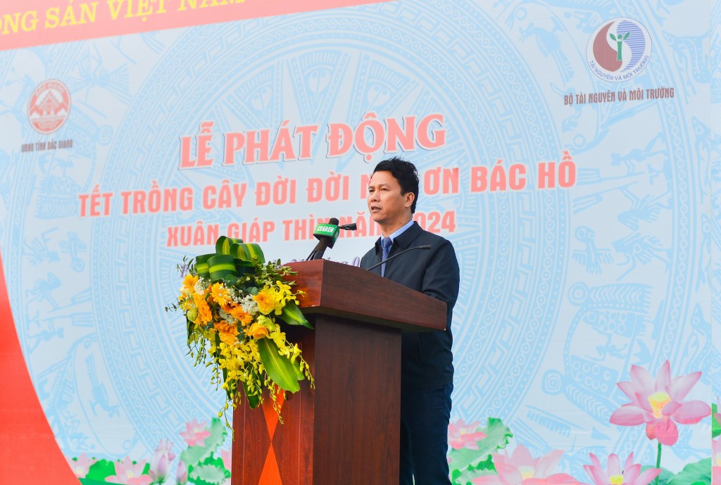 Ông Đặng Quốc Khánh, Bộ trưởng Bộ Tài nguyên và Môi trường phát biểu tại buổi lễ