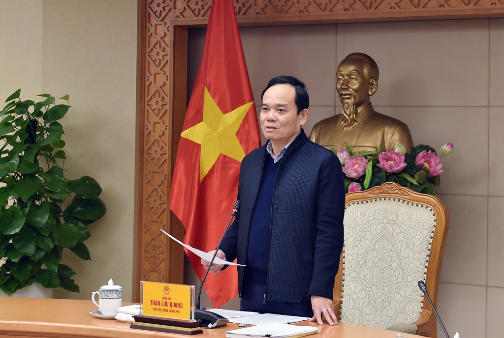 Phó Thủ tướng Trần Lưu Quang nhấn mạnh tầm quan trọng của việc sắp xếp ĐVHC cấp huyện, xã nhằm làm cho bộ máy hành chính tinh gọn, hiệu lực, hiệu quả hơn - Ảnh: VGP/Hải Minh