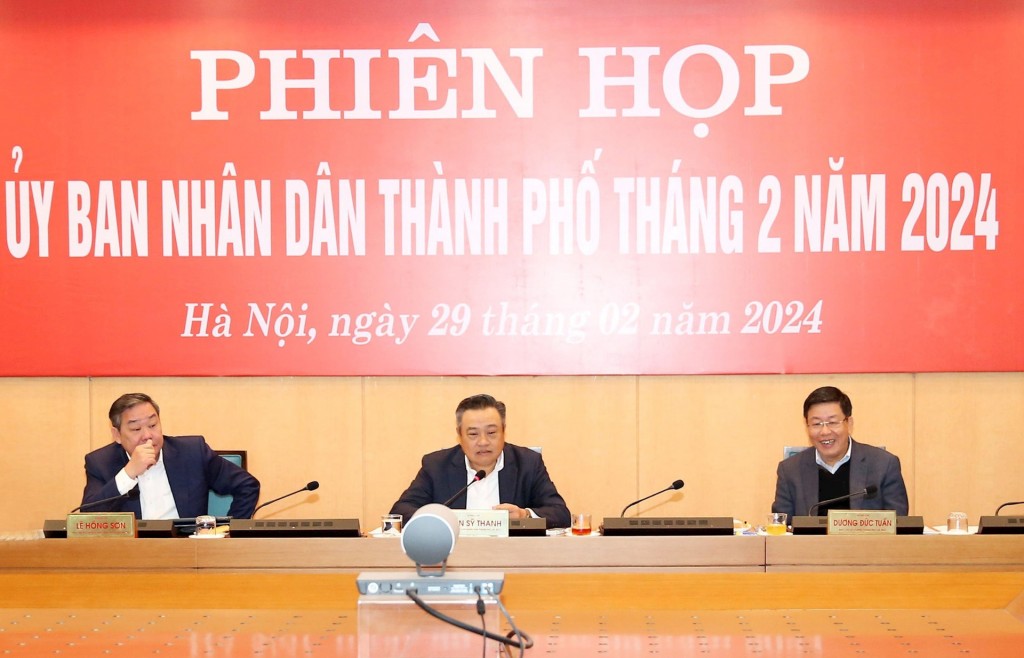 Chủ tịch UBND TP Hà Nội Trần Sỹ Thanh chủ trì phiên họp UBND TP thường kỳ tháng 2/2024.
