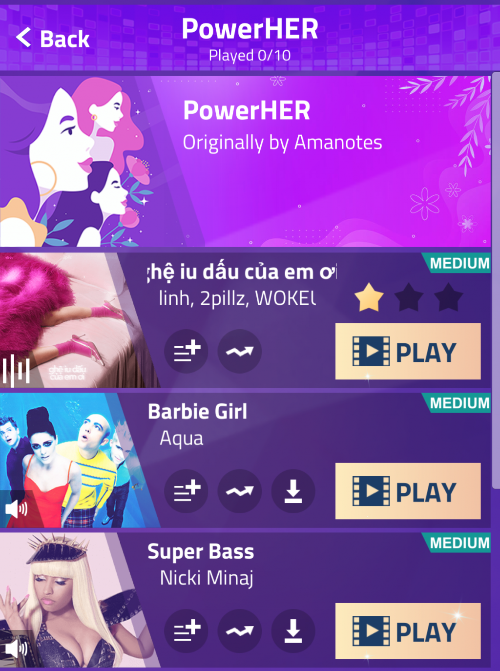 Playlist PowerHER có mặt trong tựa game âm nhạc Magic Tiles 3.