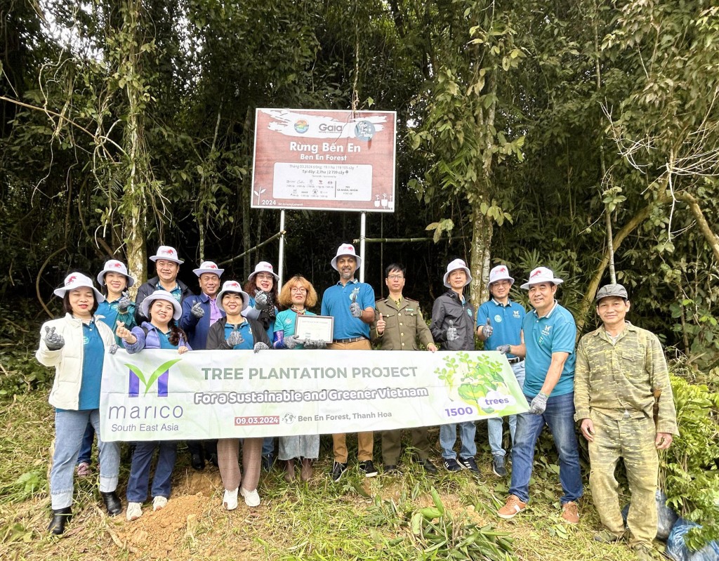 Marico SEA đã phối hợp với Trung tâm Bảo tồn thiên nhiên Gaia trồng 1.500 cây xanh tại Vườn quốc gia Bến En (Thanh Hoá)