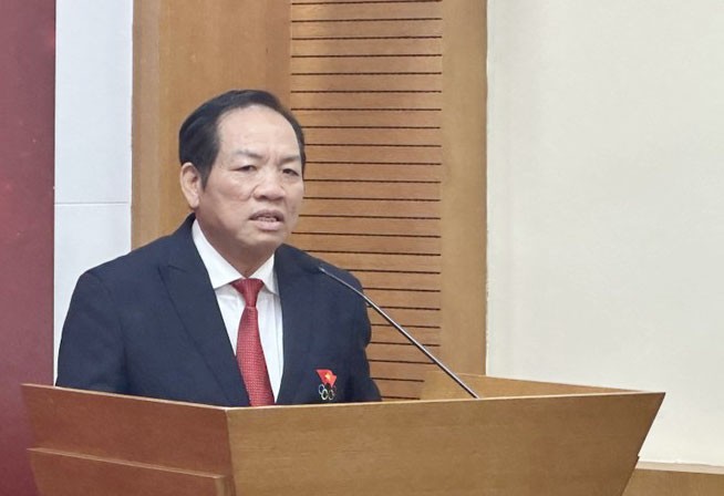 Chủ tịch Liên đoàn Cầu mây Việt Nam Lê Hồng Tịnh phát biểu tại chương trình.