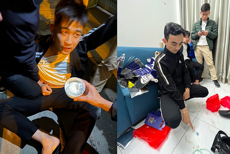 Hai đối tượng Phạm Xuân Huynh và Trần Tiến Duy bị lực lượng chức năng bắt giữ