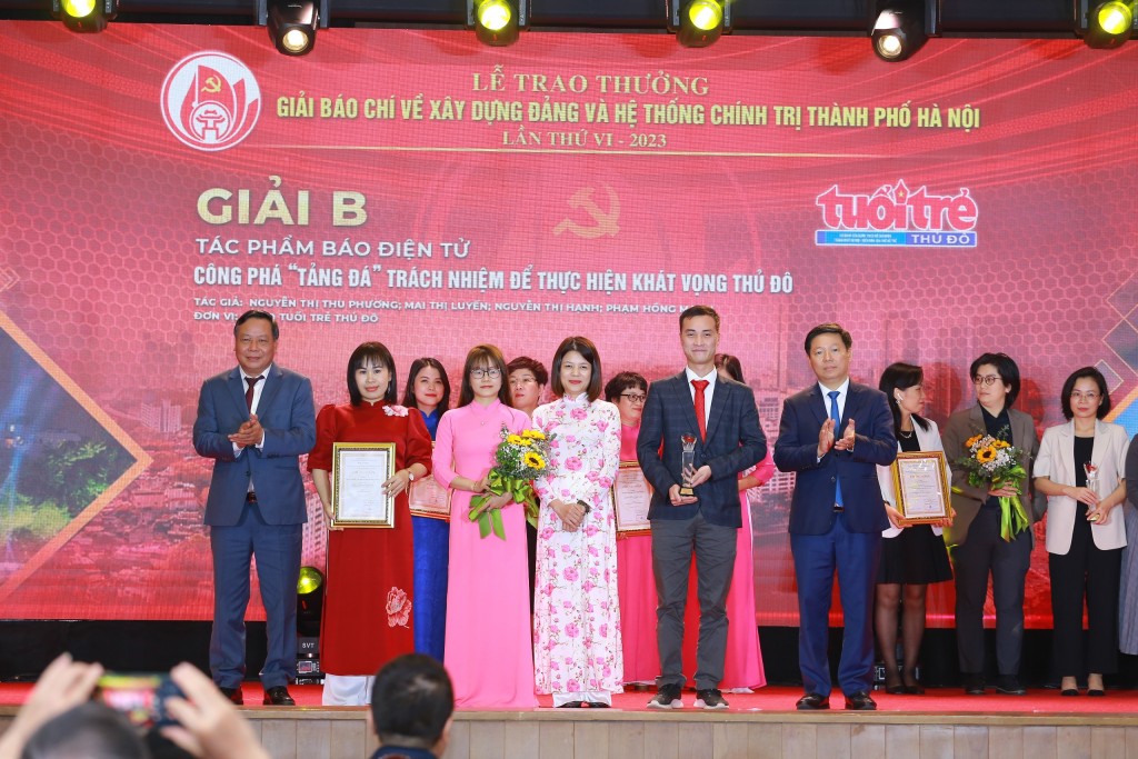 Báo Tuổi trẻ Thủ đô nhận giải B giải báo chí Xây dựng Đảng và hệ thống chính trị thành phố Hà Nội lần thứ VI, năm 2023