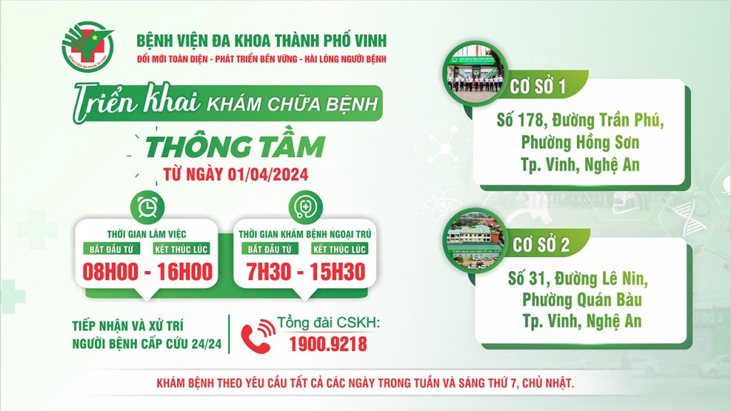 Bệnh viện Đa khoa thành phố Vinh triển khai khám chữa bệnh thông tầm tạo điều kiện thuận lợi cho người dân