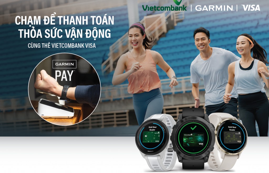 Vietcombank thanh toán một chạm Garmin Pay cho thẻ Visa