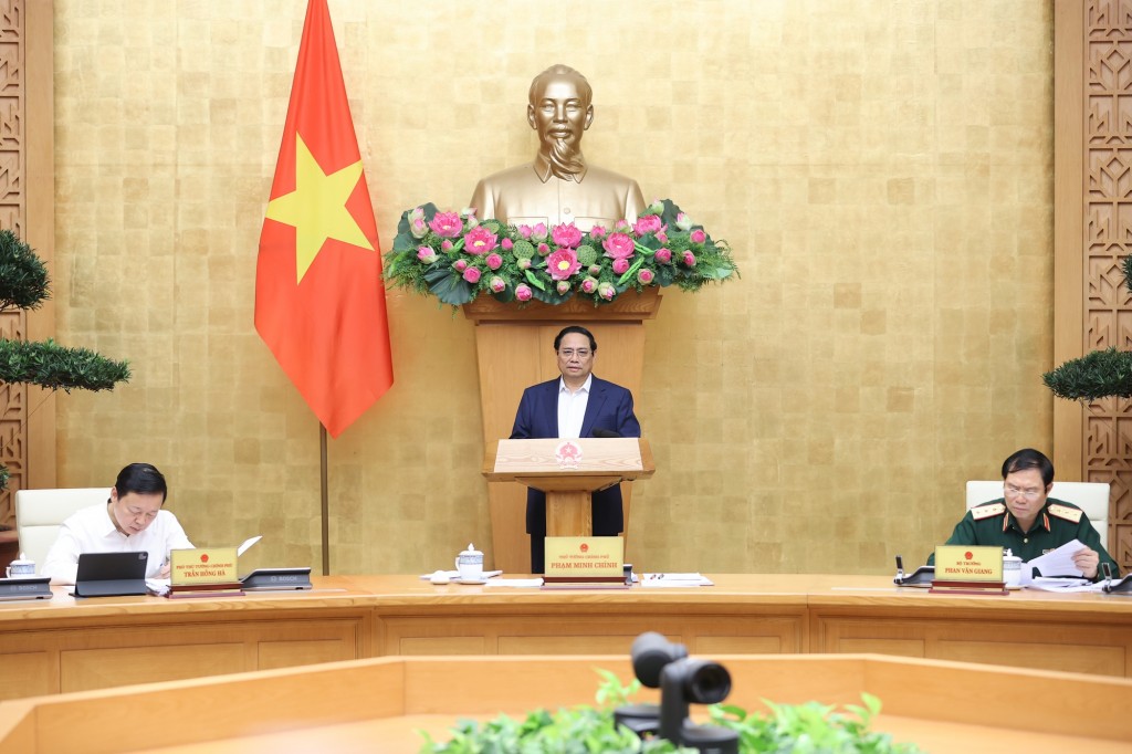 Thủ tướng Phạm Minh Chính chủ trì phiên họp Chính phủ chuyên đề xây dựng pháp luật tháng 4/2024 - Ảnh: VGP/Nhật Bắc