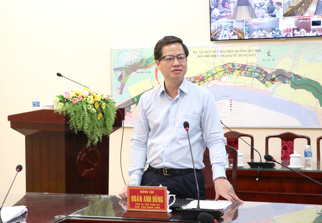 Phó Bí thư Tỉnh ủy, Chủ tịch UBND tỉnh Đoàn Anh Dũng phát biểu tại cuộc họp (Ảnh binhthuan.gov)