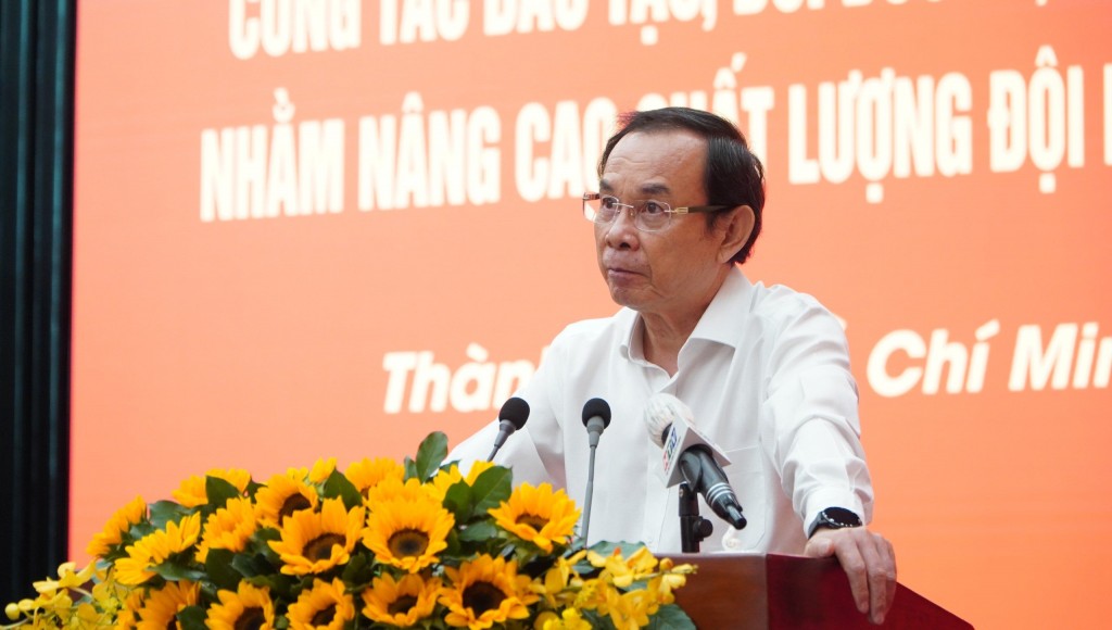 Bí thư Thành uỷ TP HCM Nguyễn Văn Nên phát biểu chỉ đạo