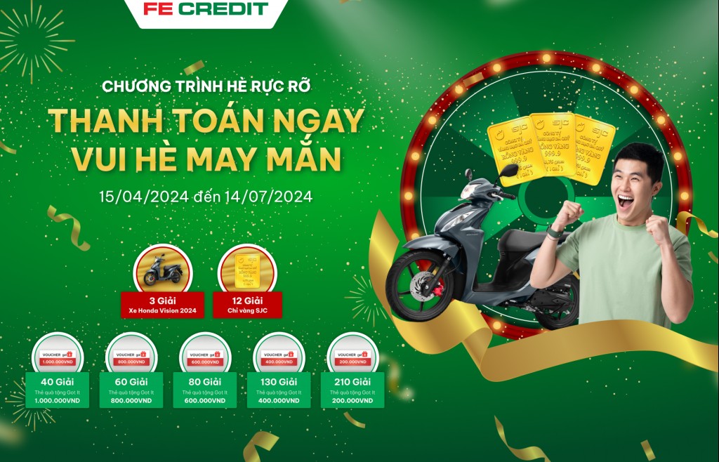 Cơ hội trúng xe máy, vàng SJC và hàng trăm voucher giá trị