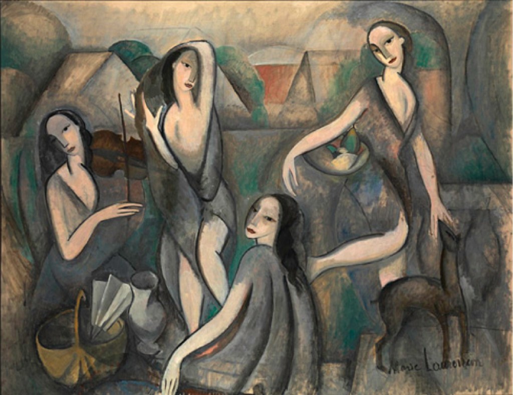 Tác phẩm Young Girls  - Những cô gái trẻ - Sơn dầu trên toan - 1910 – 1911 của nghệ sĩ Marie Laurencin