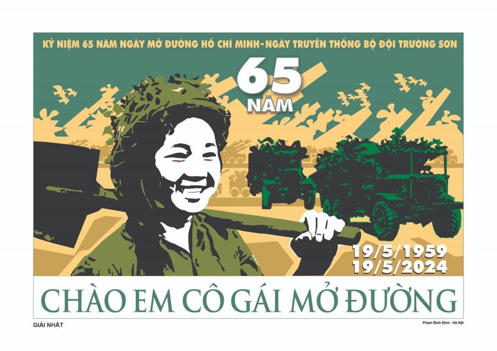 Tác phẩm đạt giải Nhất tranh cổ động tuyên truyền 65 năm Ngày mở đường Hồ Chí Minh - Ngày truyền thống Bộ đội Trường Sơn