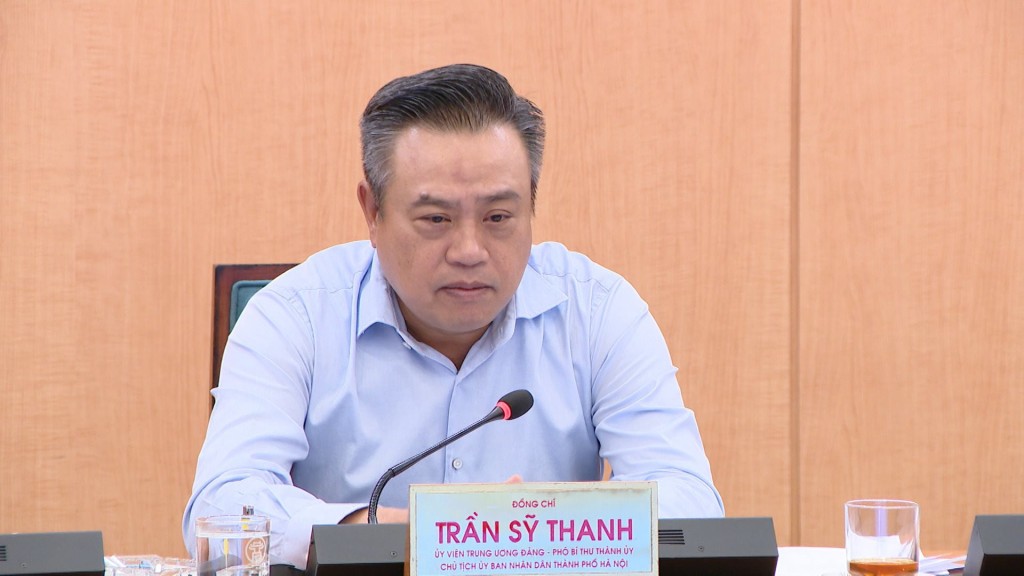 Chủ tịch UBND thành phố Hà Nội Trần Sỹ Thanh chủ trì và kết luận hội nghị. Ảnh: Đỗ Bắc.