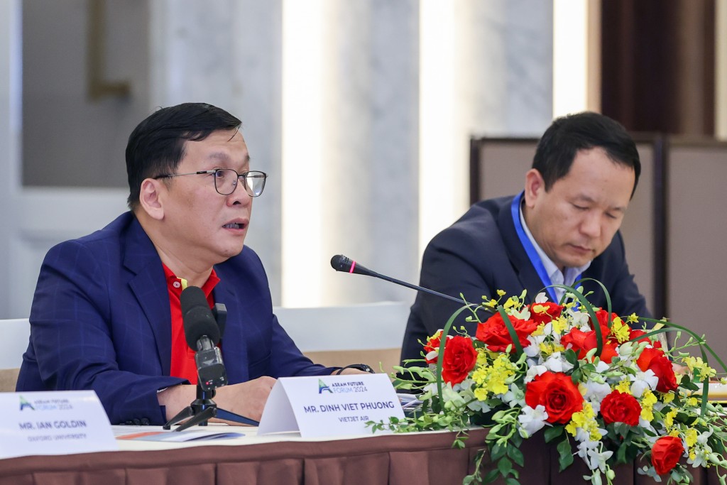 Ông Đinh Việt Phương, Tổng Giám đốc Vietjet Air đề xuất có giải pháp đảm bảo an ninh mạng và bảo vệ dữ liệu trong cộng đồng doanh nghiệp ASEAN - Ảnh: VGP/Nhật Bắc