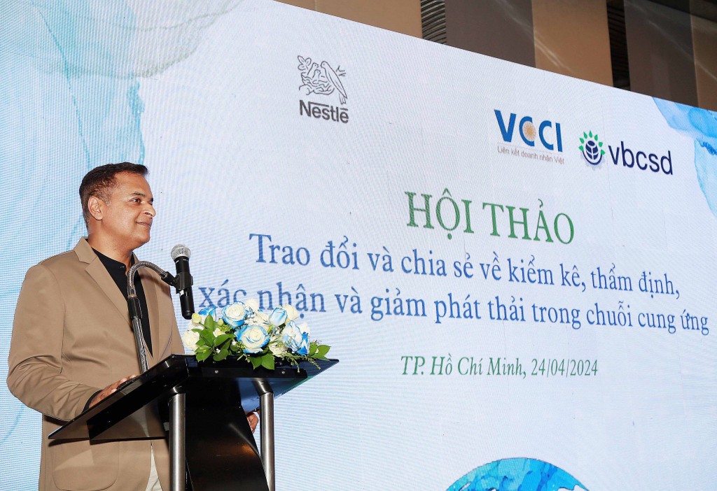 Ông Binu Jacob, Tổng giám đốc Nestlé Việt Nam phát biểu khai mạc hội thảo