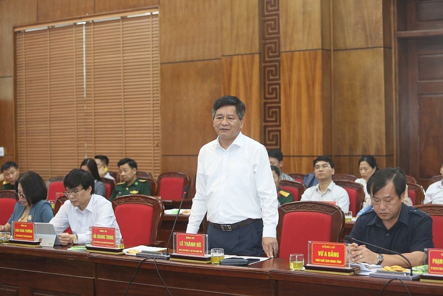 Chủ tịch UBND tỉnh Điện Biên Lê Thành Đô phát biểu.
