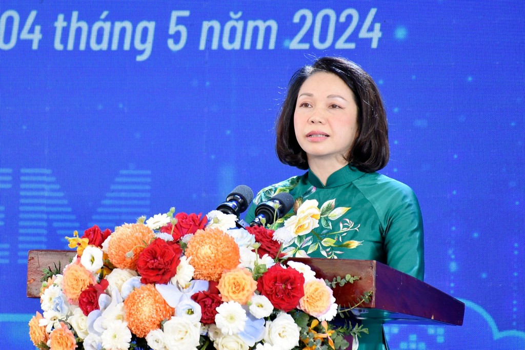 Phó Chủ tịch UBND thành phố Hà Nội Vũ Thu Hà phát biểu tại ngày hội