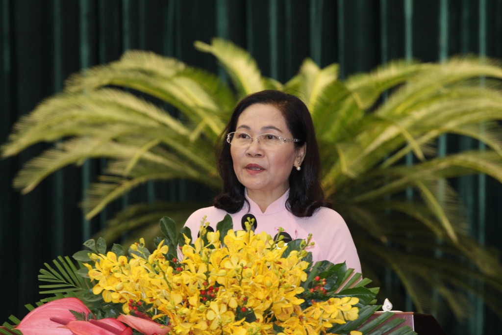 Chủ tịch HĐND TP HCM Nguyễn Thị Lệ phát biểu khai mạc kỳ họp