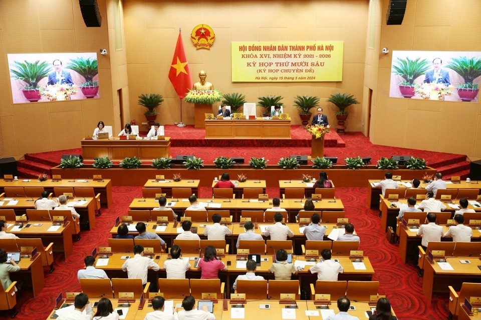 Quang cảnh kỳ họp chuyên đề tháng 5-2024 của HĐND thành phố Hà Nội.