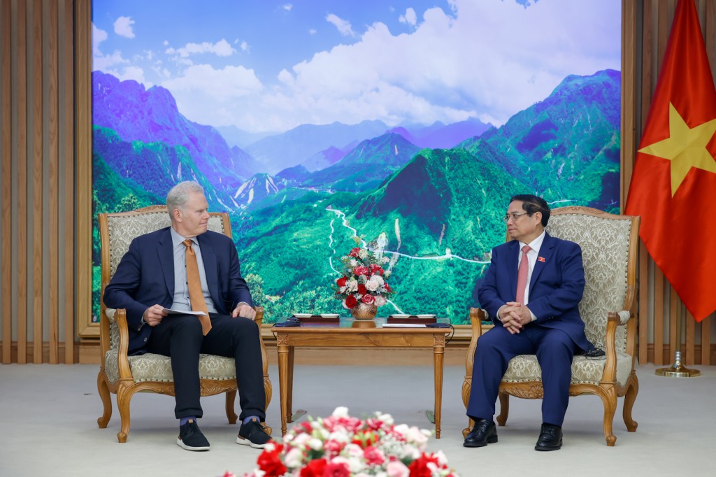 Thủ tướng đề nghị FedEx Express mở rộng hoạt động tại Việt Nam, tham gia đầu tư và các hoạt động tại Cảng Hàng không quốc tế Long Thành - Ảnh: VGP/Nhật Bắc