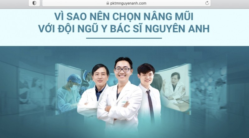 Website quảng cáo về Phòng khám Nguyên Anh (ảnh chụp màn hình)