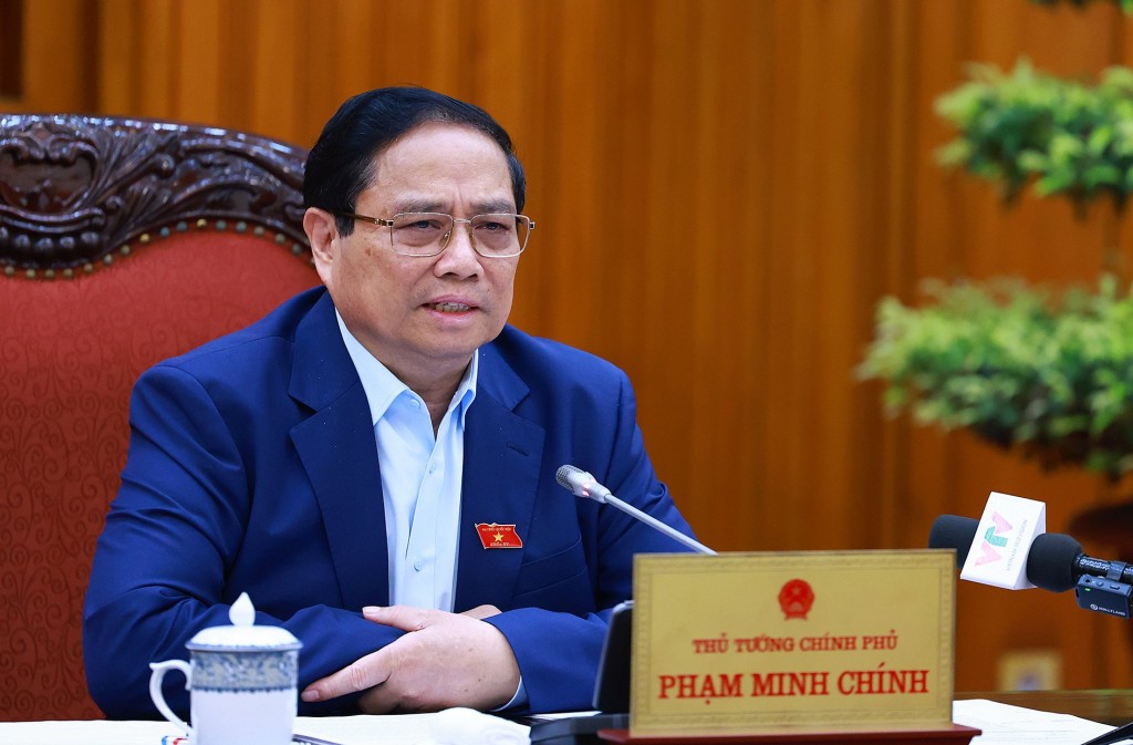 Thủ tướng Phạm Minh Chính phát biểu kết luận cuộc họp của Thường trực Chính phủ về các giải pháp ổn định kinh tế vĩ mô, kiểm soát lạm phát, thúc đẩy tăng trưởng kinh tế - Ảnh: VGP/Nhật Bắc