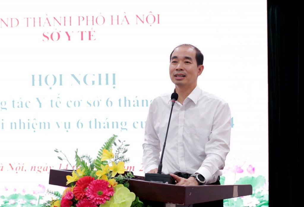 TS Nguyễn Đình Hưng, Phó Giám đốc phụ trách Sở Y tế phát biểu tại Hội nghị