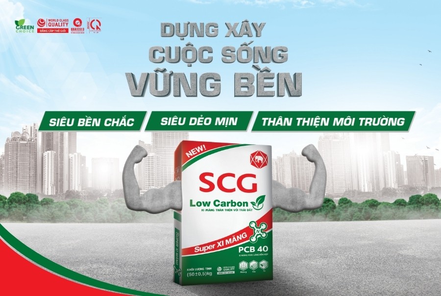 SCG lần đầu tiên ra mắt sản phẩm xi măng thân thiện với môi trường SCG Low Carbon Super Xi măng tại Việt Nam áp dụng công nghệ sản xuất tiên tiến, giảm lượng carbon trong quá trình sản xuất, đáp ứng tiêu chuẩn xanh bền vững.