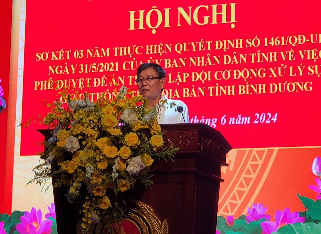 Ông Mai Hùng Dũng, Phó Chủ tịch Thường trực UBND tỉnh Bình Dương phát biểu khai mạc tại hội nghị. 