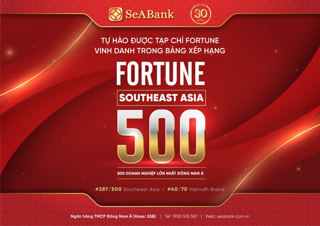 SeABank được Fortune vinh danh trong bảng xếp hạng lần đầu công bố