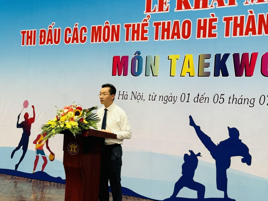 đồng chí Phạm Xuân Tài - Phó Giám đốc Sở Văn hóa và Thể thao Hà Nội phát biểu khai mạc Giải