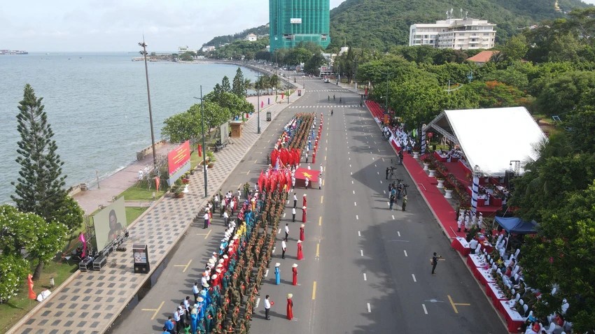 Lễ ra mắt lực lượng tham gia bảo vệ an ninh, trật tự ở cơ sở tại TP Vũng Tàu, tỉnh Bà Rịa – Vũng Tàu. (Ảnh: Khánh Nam)