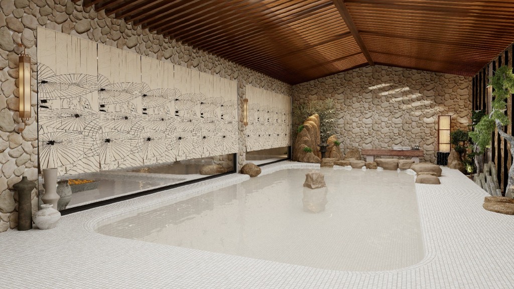  Không gian tắm Onsen tại Phương Đông Asahi Onsen & Wellness