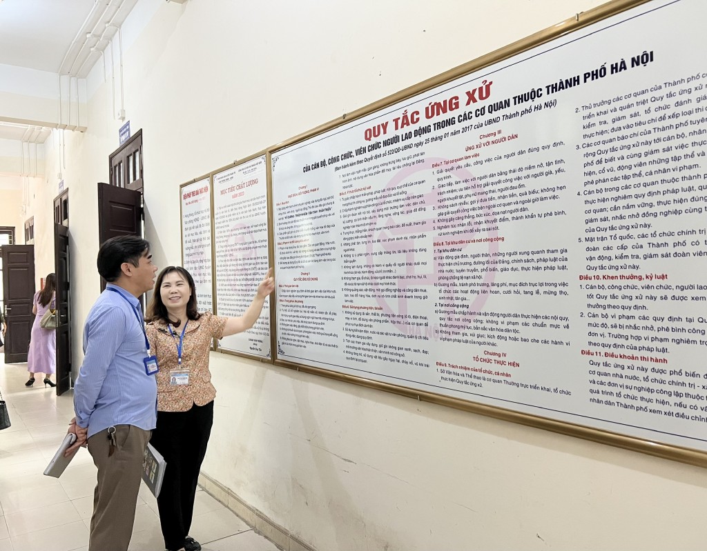Năm 2023, các đoàn công tác đã tiến hành việc kiểm tra thực hiện Quy tắc ứng xử tại nhiều quận, huyện trên địa bàn thành phố Hà Nội