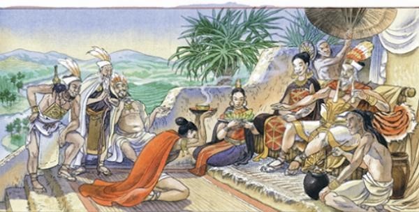 Bức tranh được cho rằng sự xuất hiện của chén trà trong thời đại Hùng Vương từ khoảng 4000 năm về trước