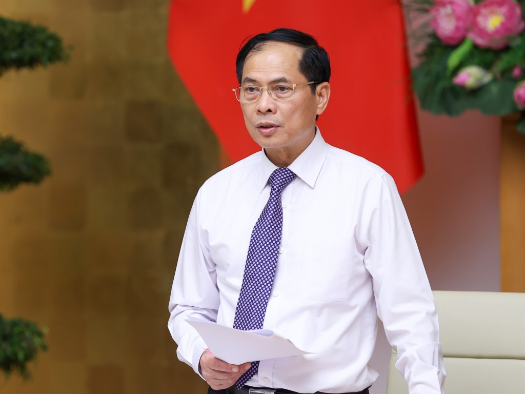 Bộ trưởng Bộ Ngoại giao Bùi Thanh Sơn phát biểu tại hội nghị - Ảnh: VGP/Nhật Bắc
