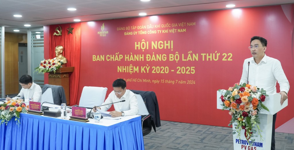 Đồng chí Nguyễn Thanh Bình - Bí thư Đảng ủy, Chủ tịch HĐQT PV GAS  phát biểu khai mạc Hội nghị