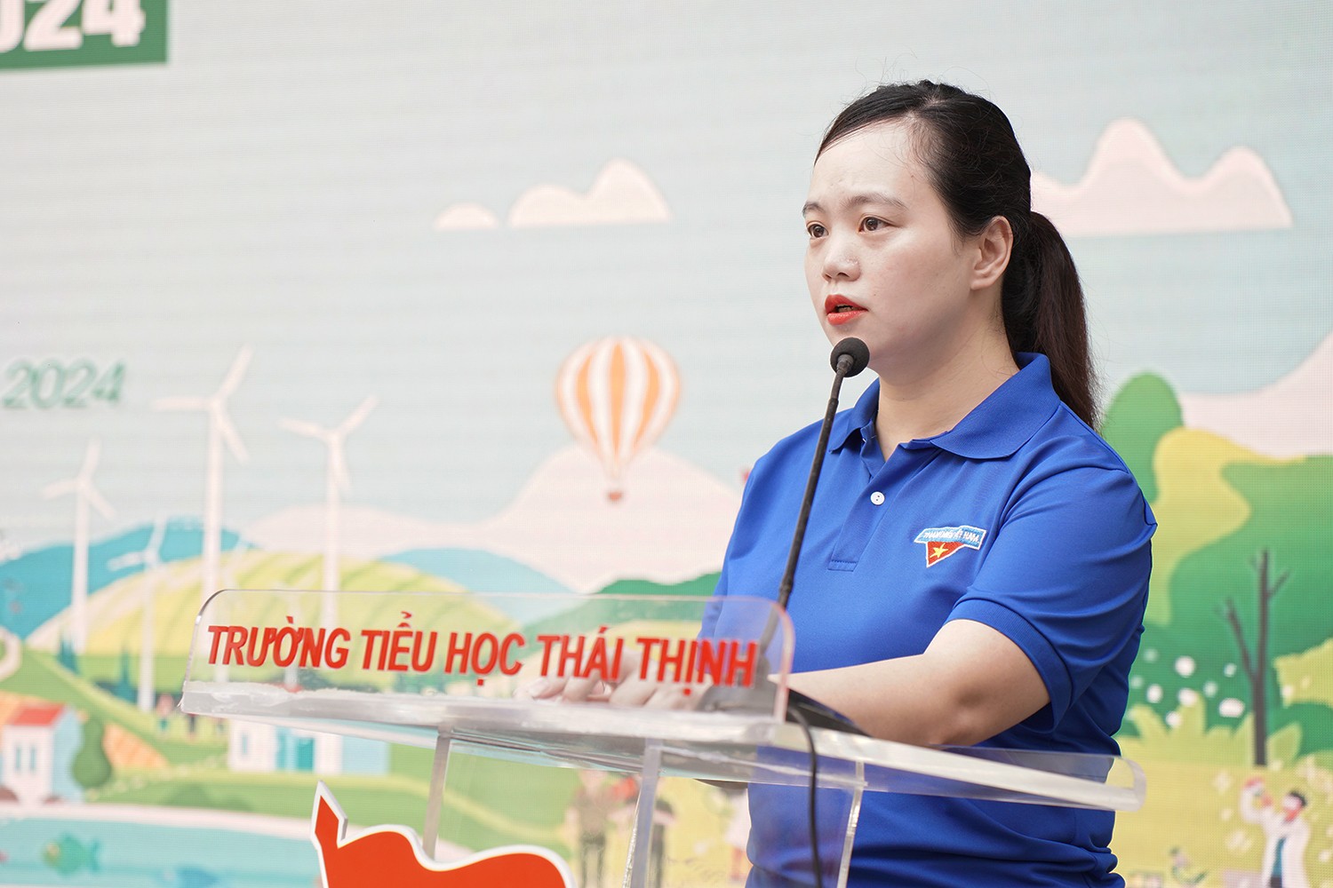 Đồng chí Nguyễn Thị Thanh Tâm - Bí thư Quận đoàn Đống Đa phát biểu khai mạc chương trình