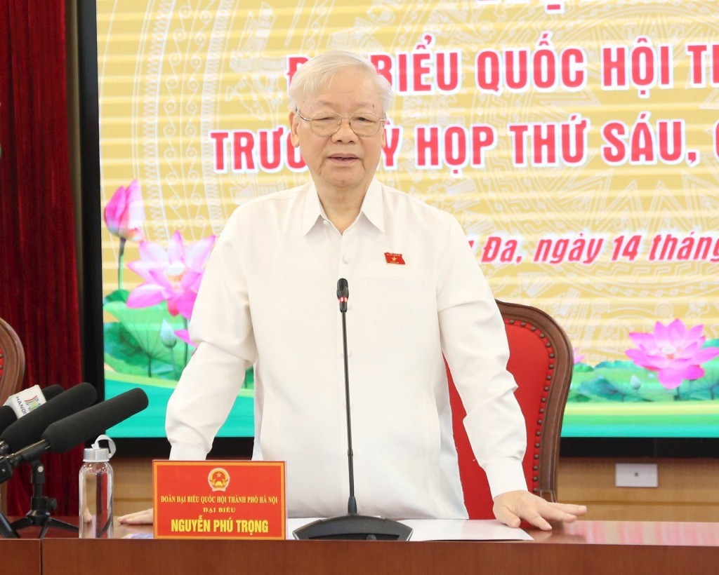 Tổng Bí thư Nguyễn Phú Trọng tiếp xúc cử tri trước kỳ họp thứ sáu, Quốc hội khóa XV.