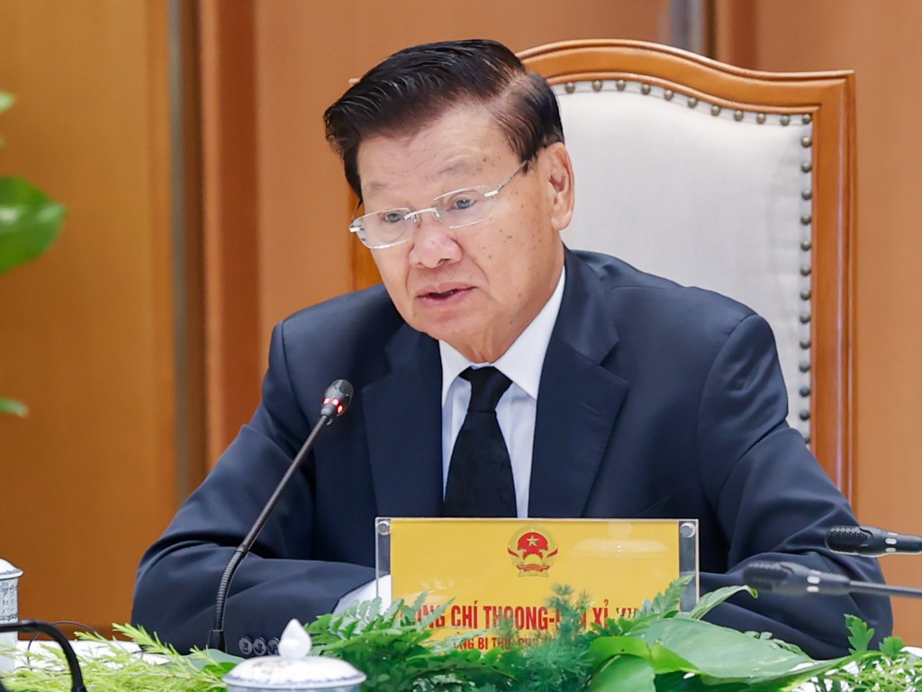 Tổng Bí thư, Chủ tịch nước Lào đánh giá cao vai trò của Tổng Bí thư Nguyễn Phú Trọng, trên cương vị người đứng đầu Đảng Cộng sản Việt Nam - Ảnh: VGP/Nhật Bắc