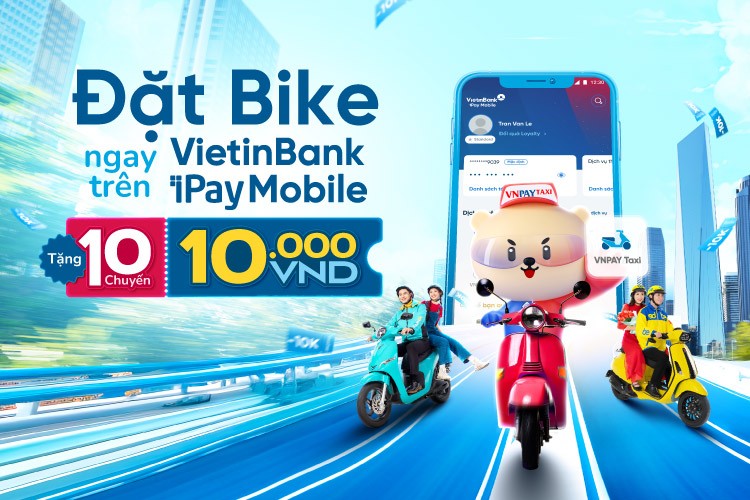 Khách hàng dễ dàng di chuyển bằng xe máy trên VietinBank iPay Mobile