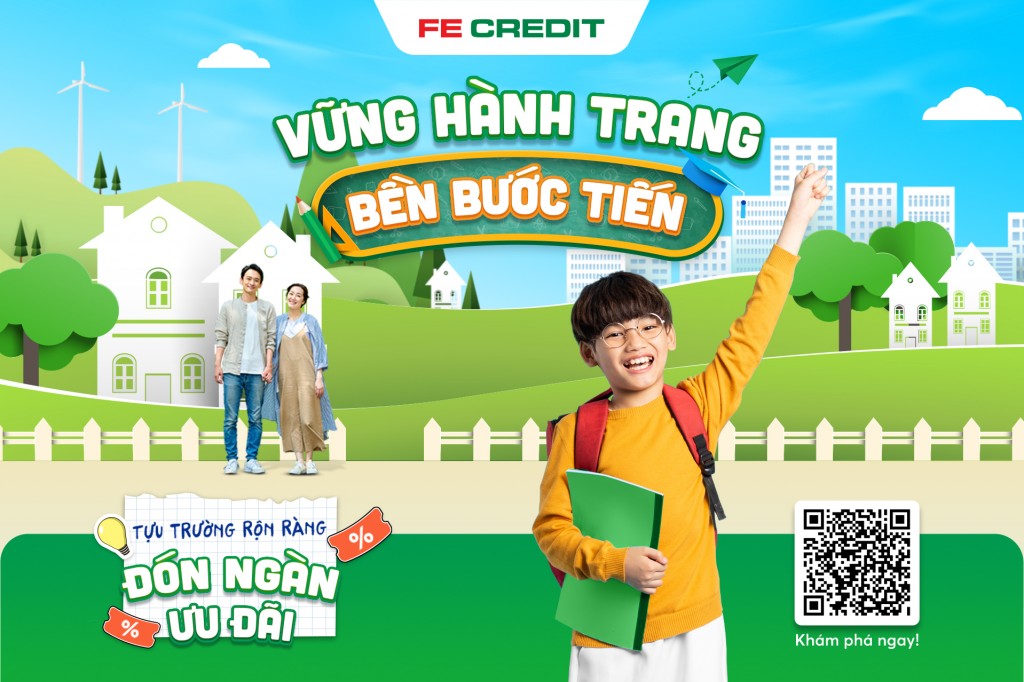 Năm học 2024 - 2025, FE CREDIT đồng hành cùng phụ huynh, học sinh với chương trình “Vững hành trang - Bền bước tiến”. Ảnh: FE CREDIT