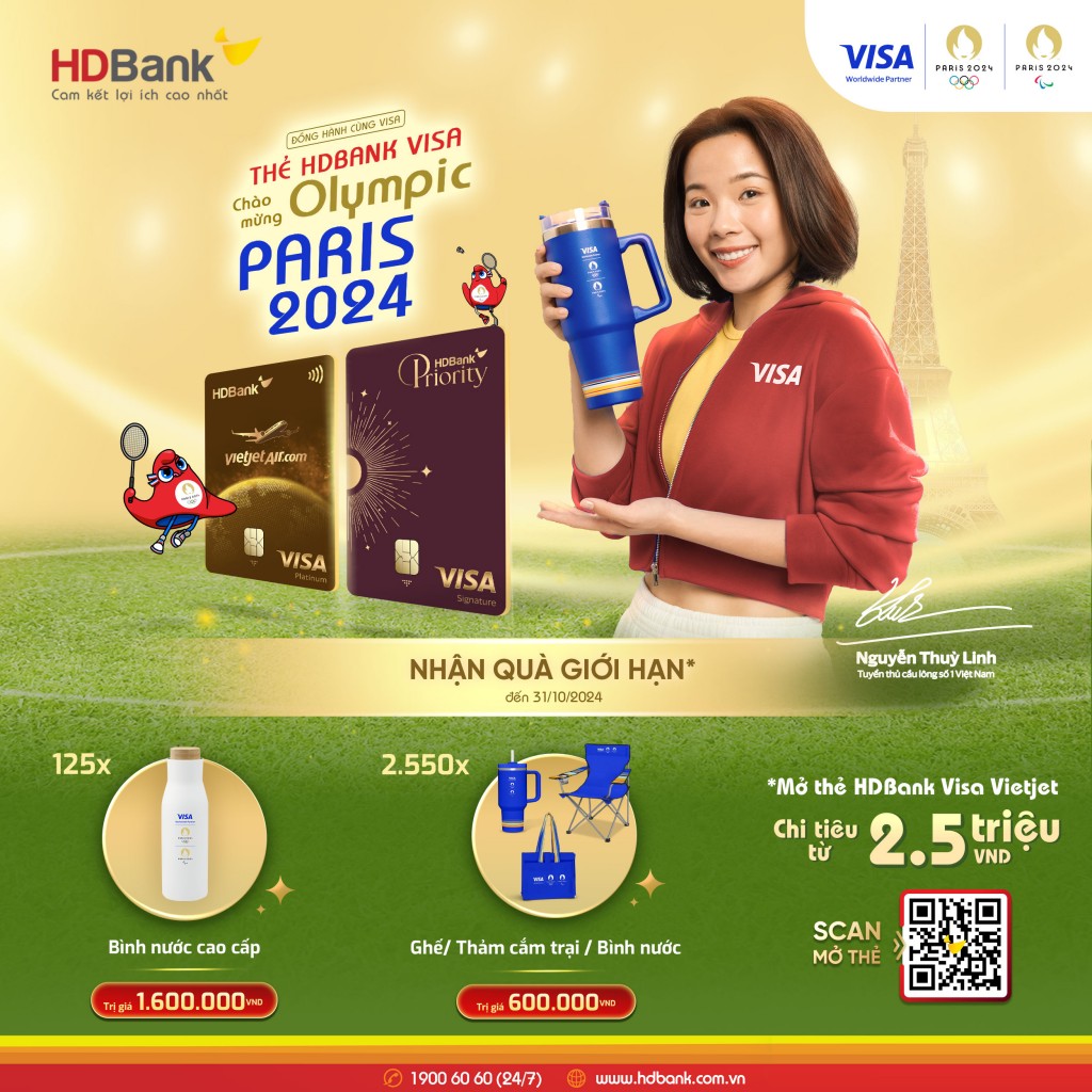 Thẻ tín dụng HDBank chào đón Thế vận hội Paris 2024 với loạt ưu đãi hấp dẫn 