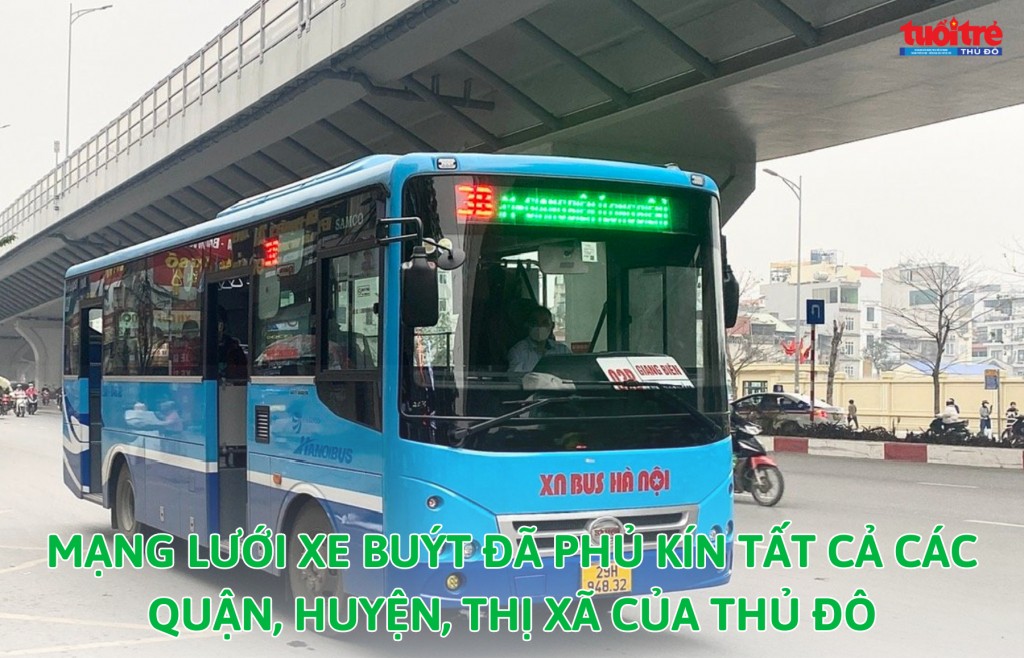 Mạng lưới xe buýt phủ kín tất cả quận, huyện, thị xã của Thủ đô