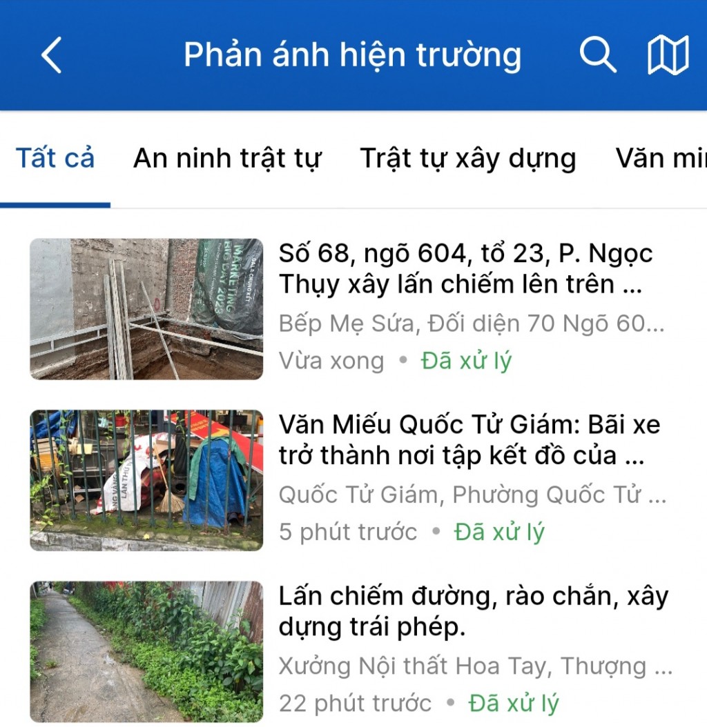 Kiến nghị của người dân trên ứng dụng iHanoi được xử lý nhanh chóng