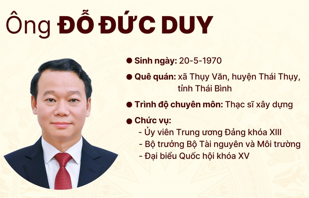 Ông Đỗ Đức Duy làm bộ trưởng Bộ Tài nguyên và Môi trường