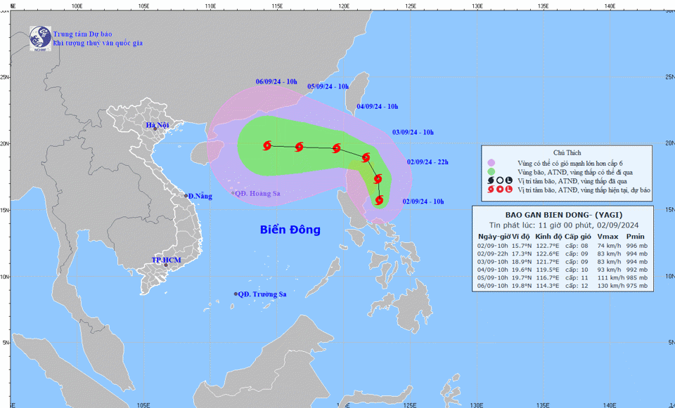 Bão YAGI giật cấp 11 sắp tiến vào Biển Đông, biển động dữ dội