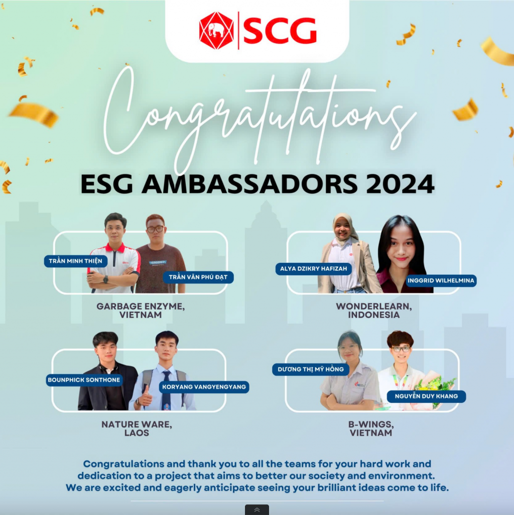 Những đội thi xuất sắc trở thành ESG Ambassadors 2024.